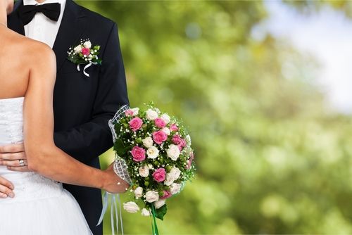 Bride, Groom and Bouquet