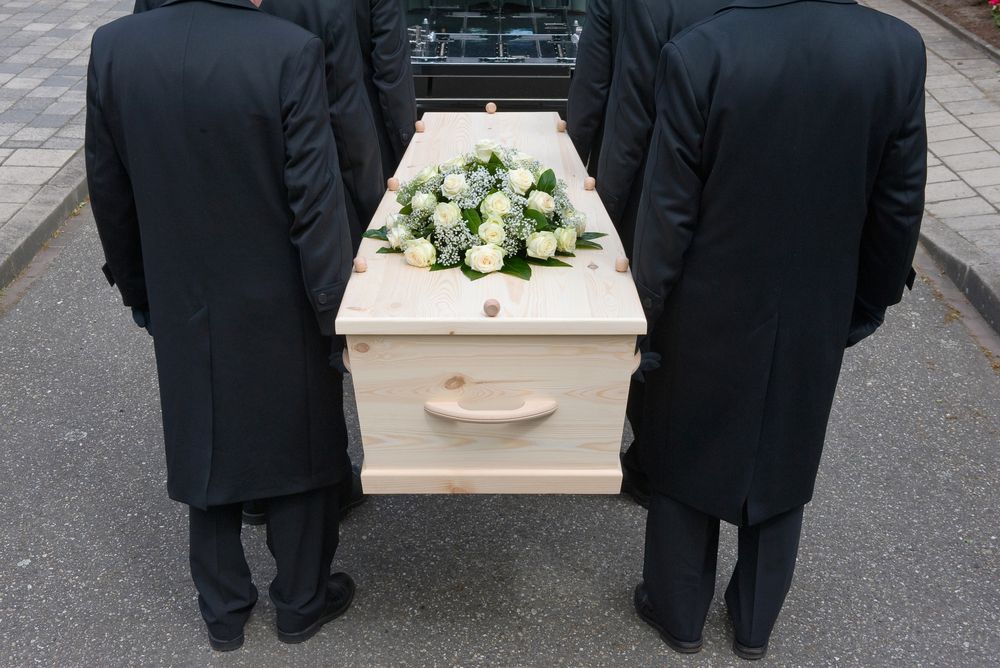 Casket in hearse