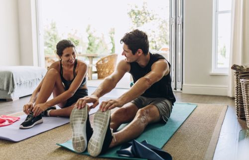 Engaged Couple Working Out Together