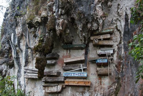 Hanging Coffins on the Side of a Cliff