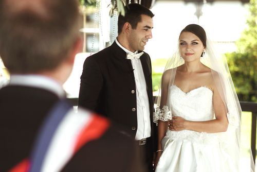 Minister, Groom and Bride