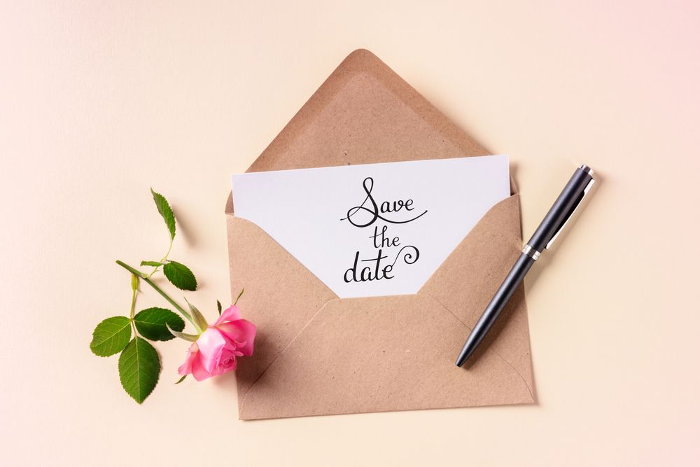 Save the Date Card in a Brown Envelope