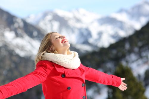 Smiling Woman in the Mountains