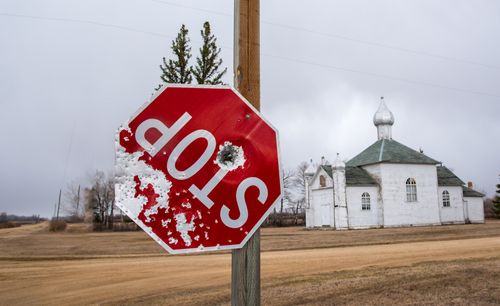 Destroyed Stop Sign Representing Violence