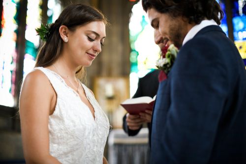 Wedding Ceremony: Bride, Groom, and Minister