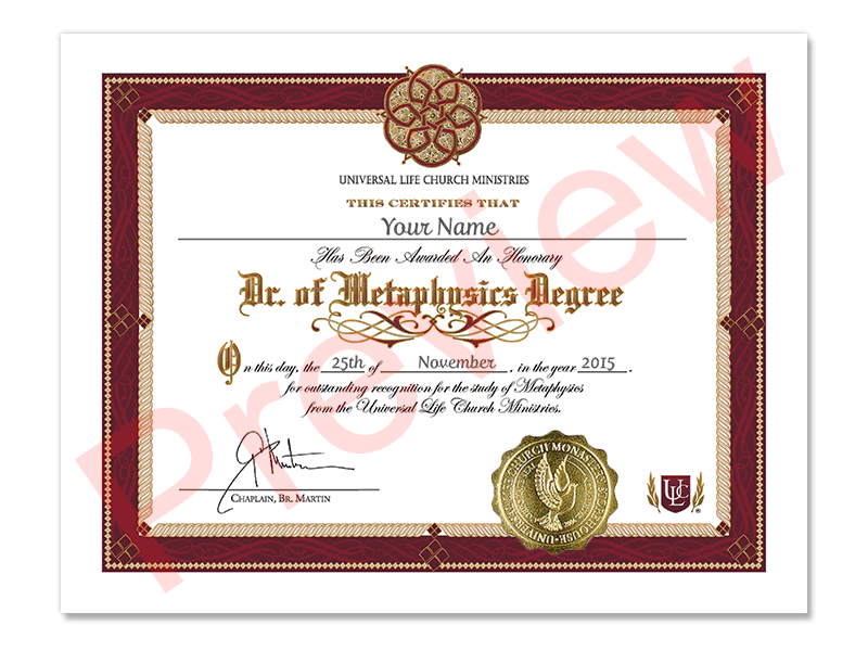 Doctor of Metaphysics Degree